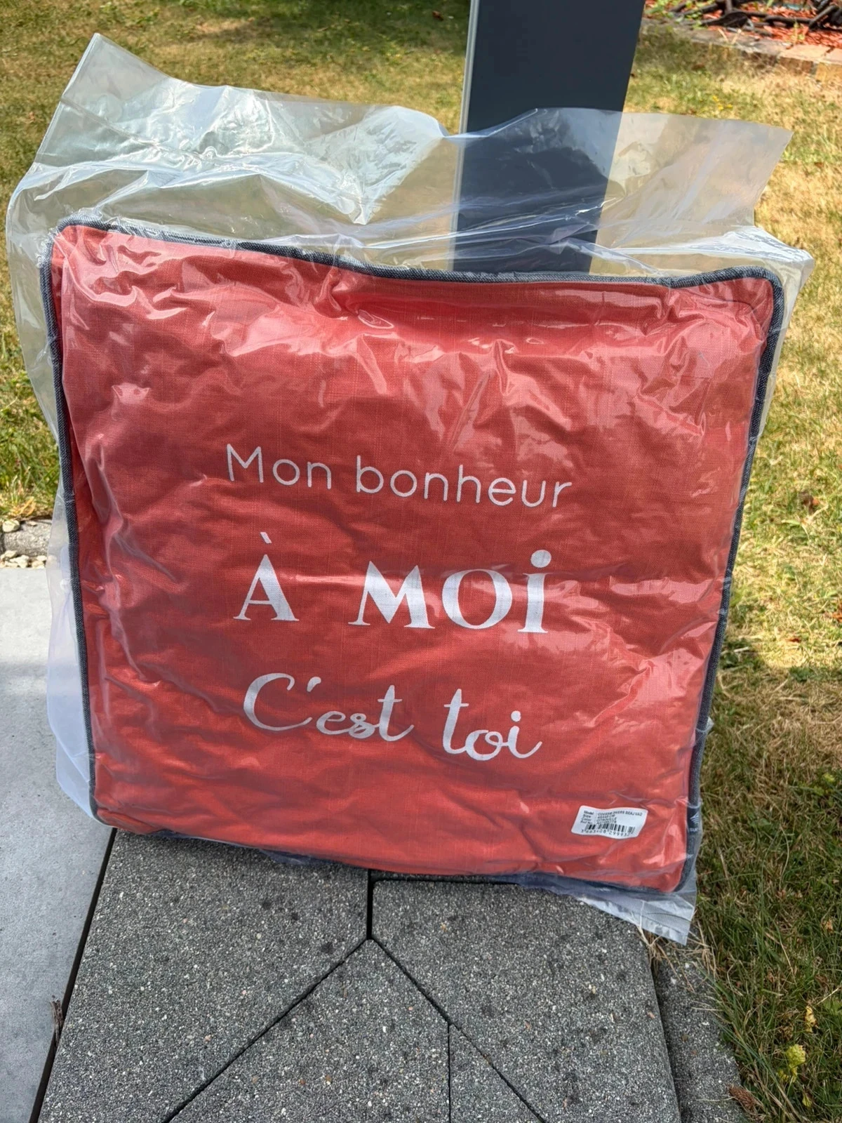 Coussin décoration neuf avec citation